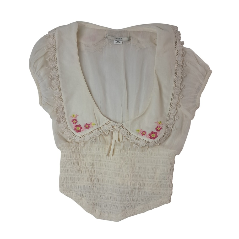 Urban Outfitters Kimchi Blue Top Womens XS Cream Peter Pan Coquette Cottage